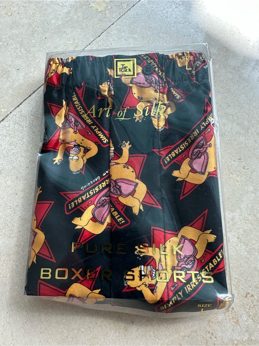 Art of Silk Pure Silk vintage collectible Homer Simpson Boxer Shorts NWT